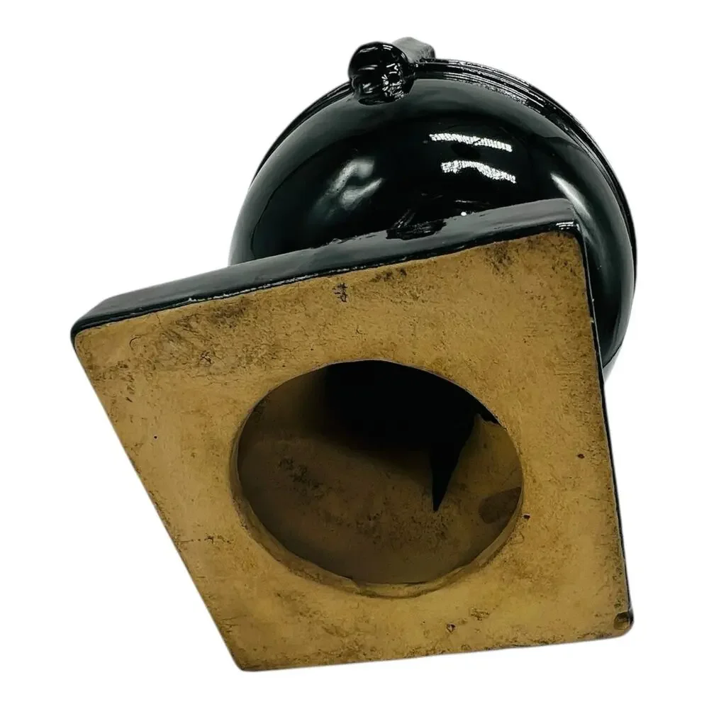 30s Black Glaze Art Pottery Stoneware Urn Lamp Base Early Decorative Vessel Deco